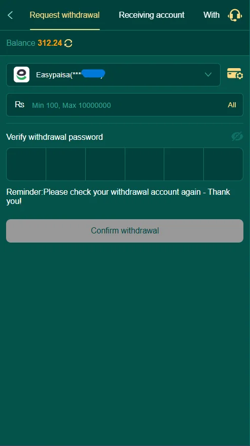 PK365 Withdraw